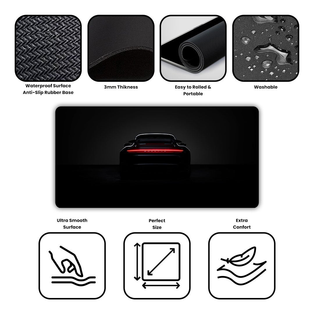 Porsche 911 Turbo Black Gaming Desk Mat