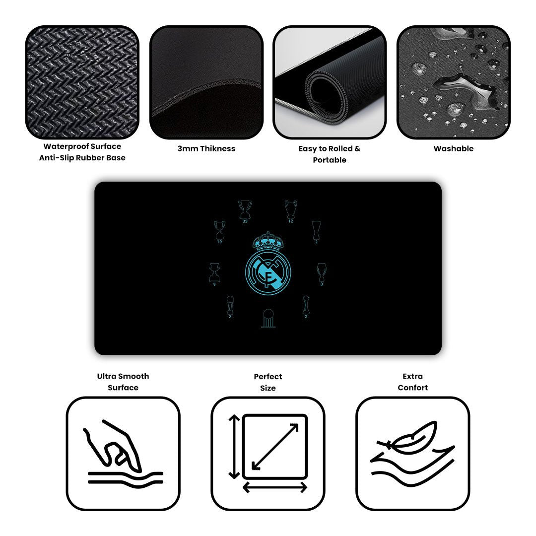 Real Madrid CF Black Gaming Desk Mat