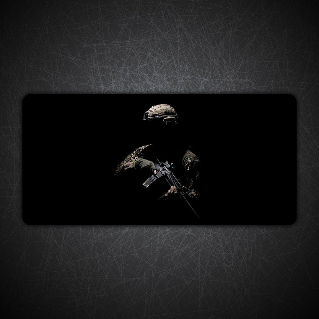 Soldier Military Gun War Gaming Desk Mat