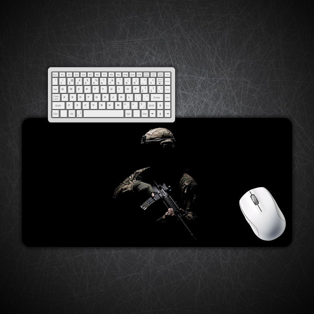 Soldier Military Gun War Gaming Desk Mat