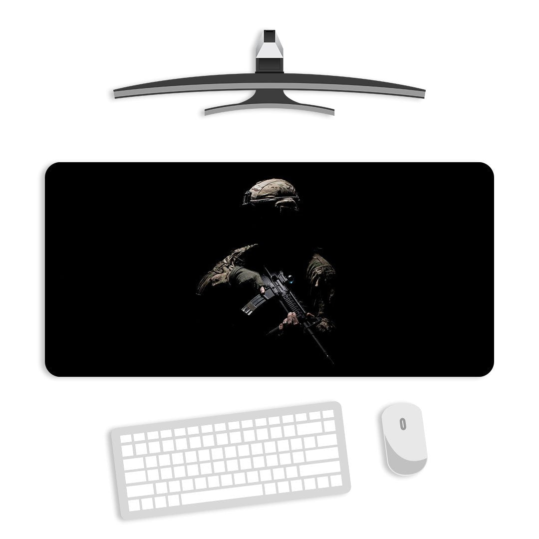 Soldier Military Gun War Gaming Desk Mat