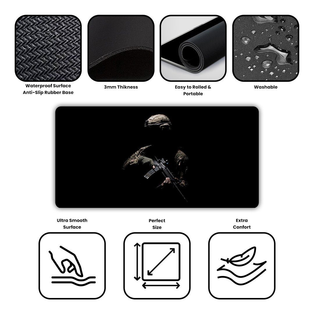 Soldier Military Gun War Gaming Desk Mat