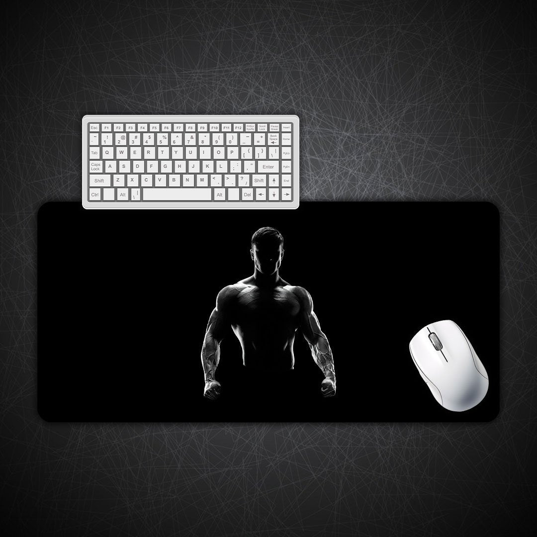 Bodybuilder Dark Gaming Desk Mat
