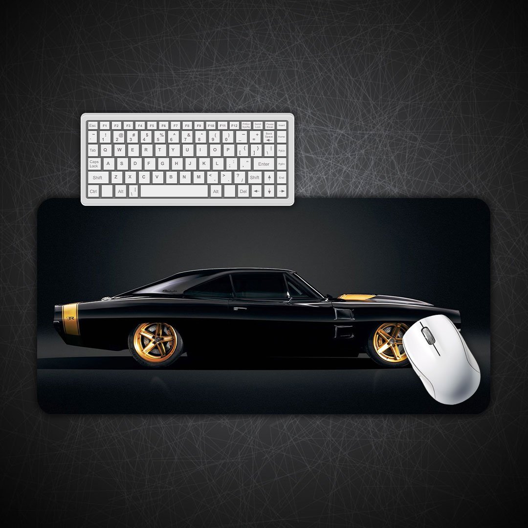 Black & Gold Muscle Car Deskpad