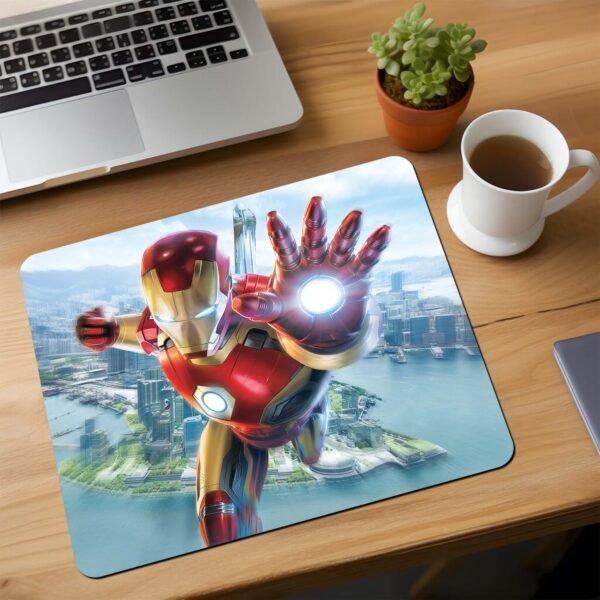 Ironman Flying Over City Mouse Pad