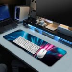 Futuristic Blue Abstract Desk Mat