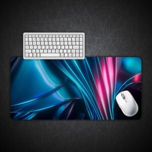 Futuristic Blue Abstract Desk Mat