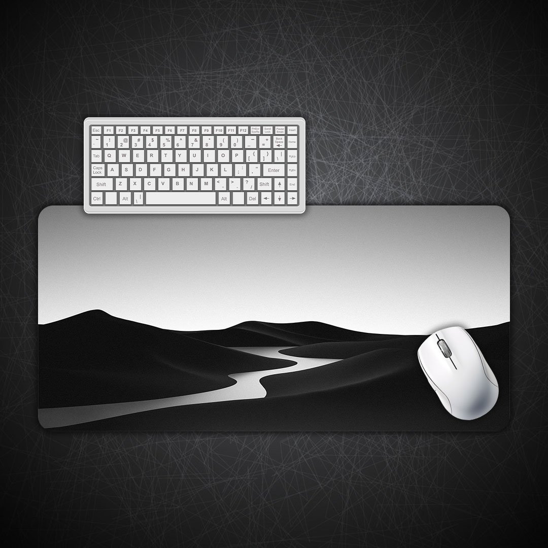 Black and White Landscape Desk Mat