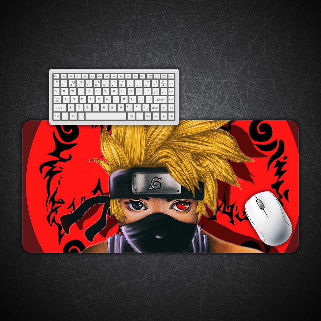 Anime Ninja Desk Mat - Kurama Flame Edition