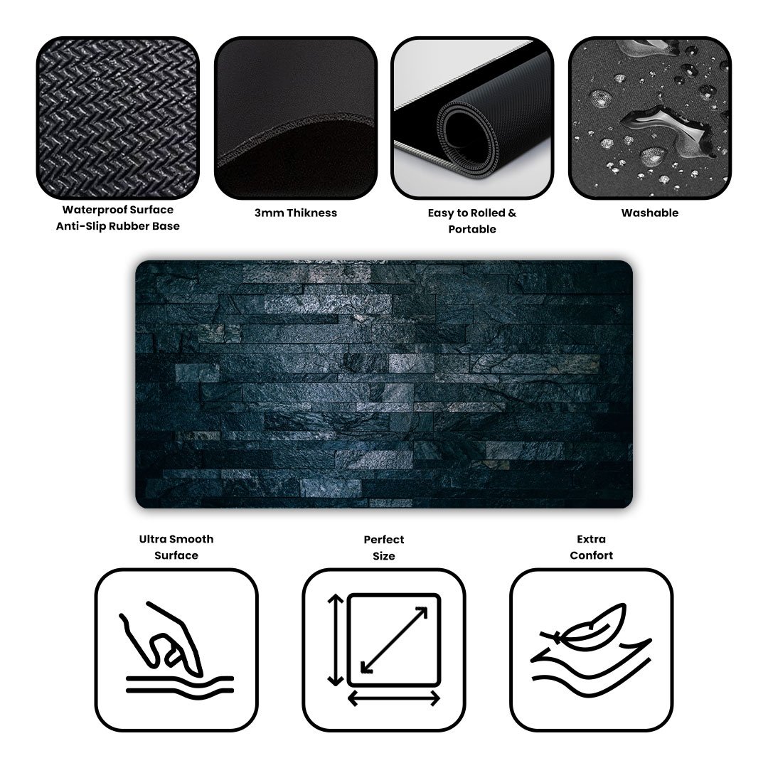 Stone Wall Dark Gaming Desk Mat Stone Wall Dark Gaming Desk Mat
