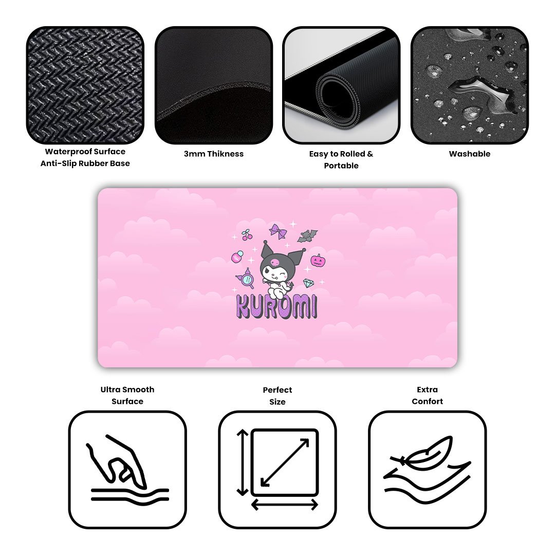 Kuromi Hello Gaming Desk Mat Kuromi Hello Gaming Desk Mat