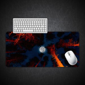 Full Moon Trees Sky View Gaming Desk Mat