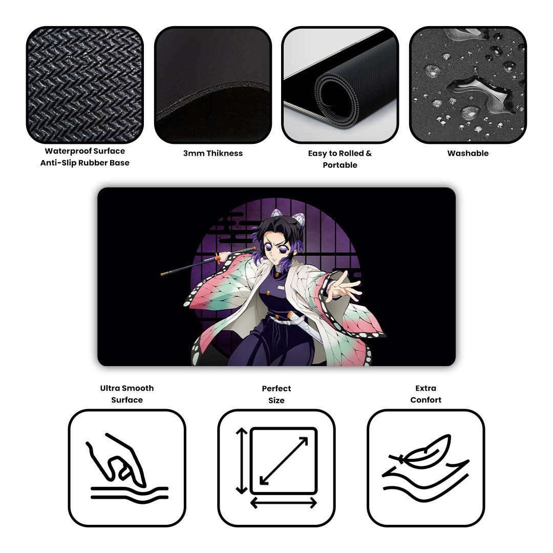 Shinobu Kocho Gaming Desk Mat Shinobu Kocho Gaming Desk Mat