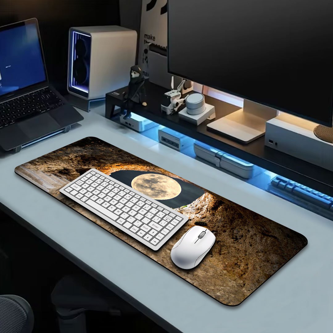 Full Moon cave Steps Path Tunnel Gaming Desk Mat Full Moon cave Steps Path Tunnel Gaming Desk Mat