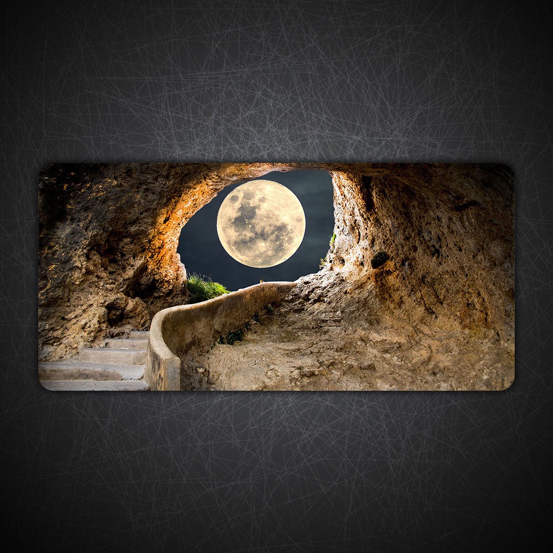 Full Moon cave Steps Path Tunnel Gaming Desk Mat Full Moon cave Steps Path Tunnel Gaming Desk Mat