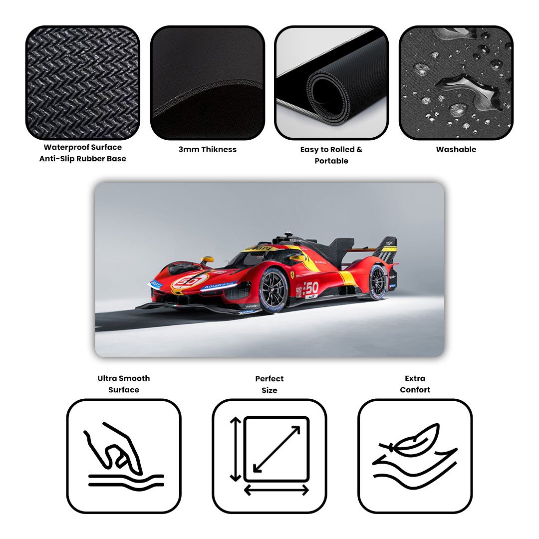 Farari 499p Hypercar Gaming Desk Mat Farari 499p Hypercar Gaming Desk Mat