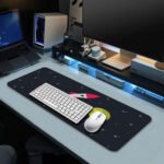 Spacecraft Rocket Planet Stars Gaming Desk Mat