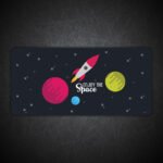 Spacecraft Rocket Planet Stars Gaming Desk Mat