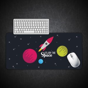 Spacecraft Rocket Planet Stars Gaming Desk Mat