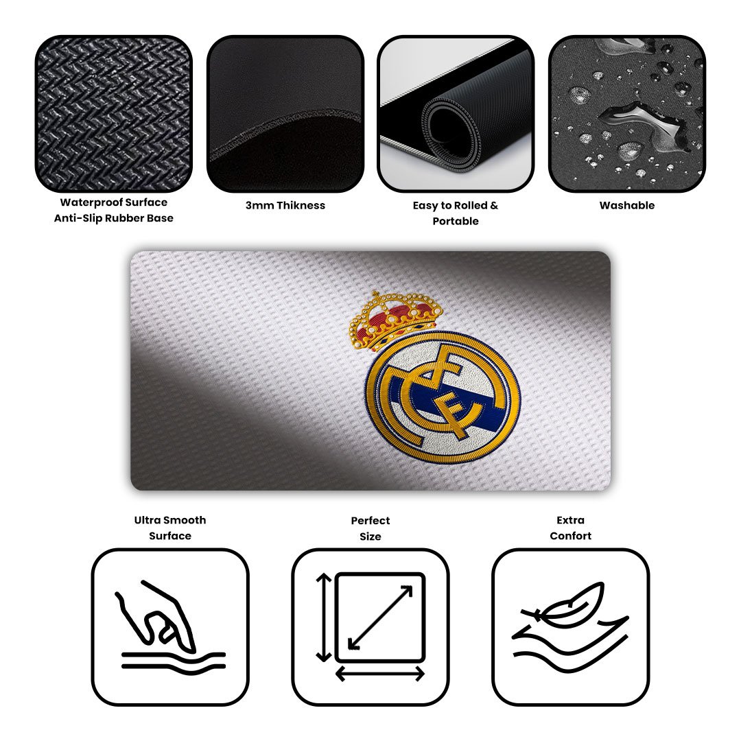 Real Madrid White Theme Gaming Desk Mat Real Madrid White Theme Gaming Desk Mat