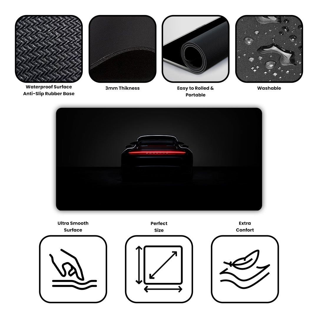 Porsche 911 Turbo Black Gaming Desk Mat Porsche 911 Turbo Black Gaming Desk Mat