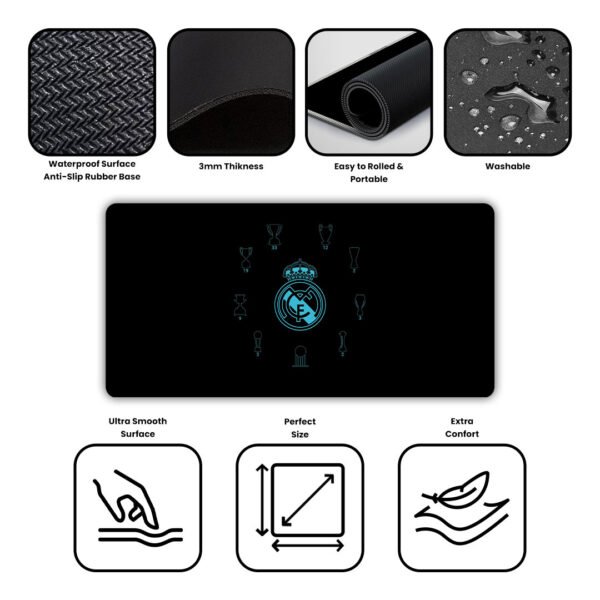 Real Madrid CF Black Gaming Desk Mat