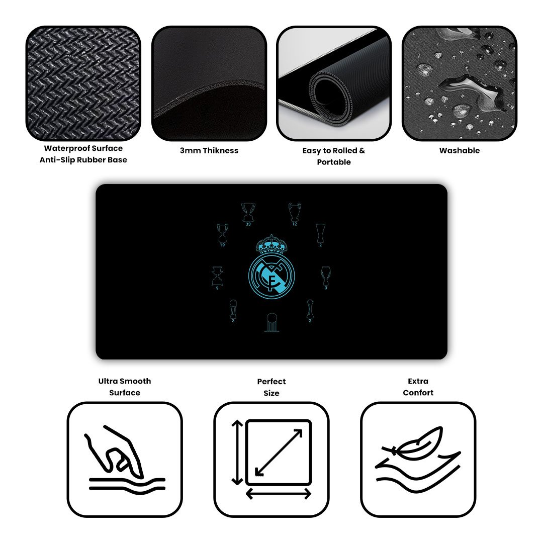 Real Madrid CF Black Gaming Desk Mat Real Madrid CF Black Gaming Desk Mat