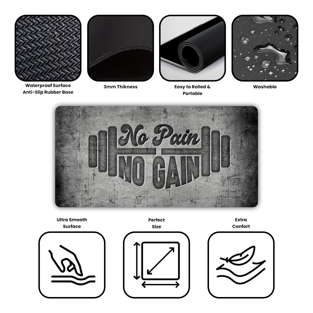 No Pain No Gain Gaming Desk Mat No Pain No Gain Gaming Desk Mat